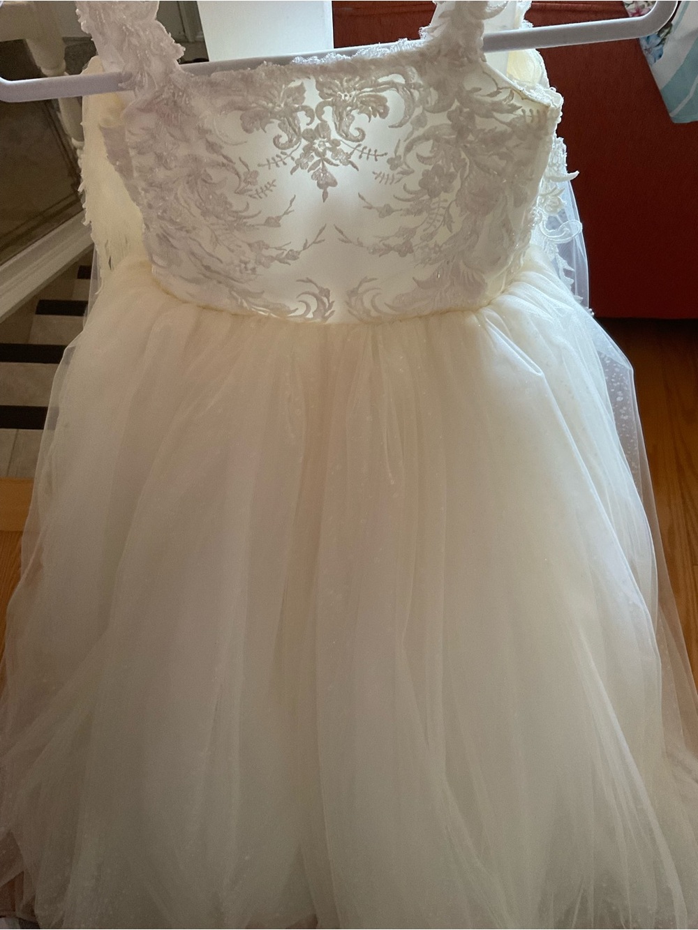 Girls Ivory Lace & Tulle Party Dress